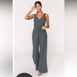Spiritual Gangster Dusty Green Sleeveless Jumpsuit